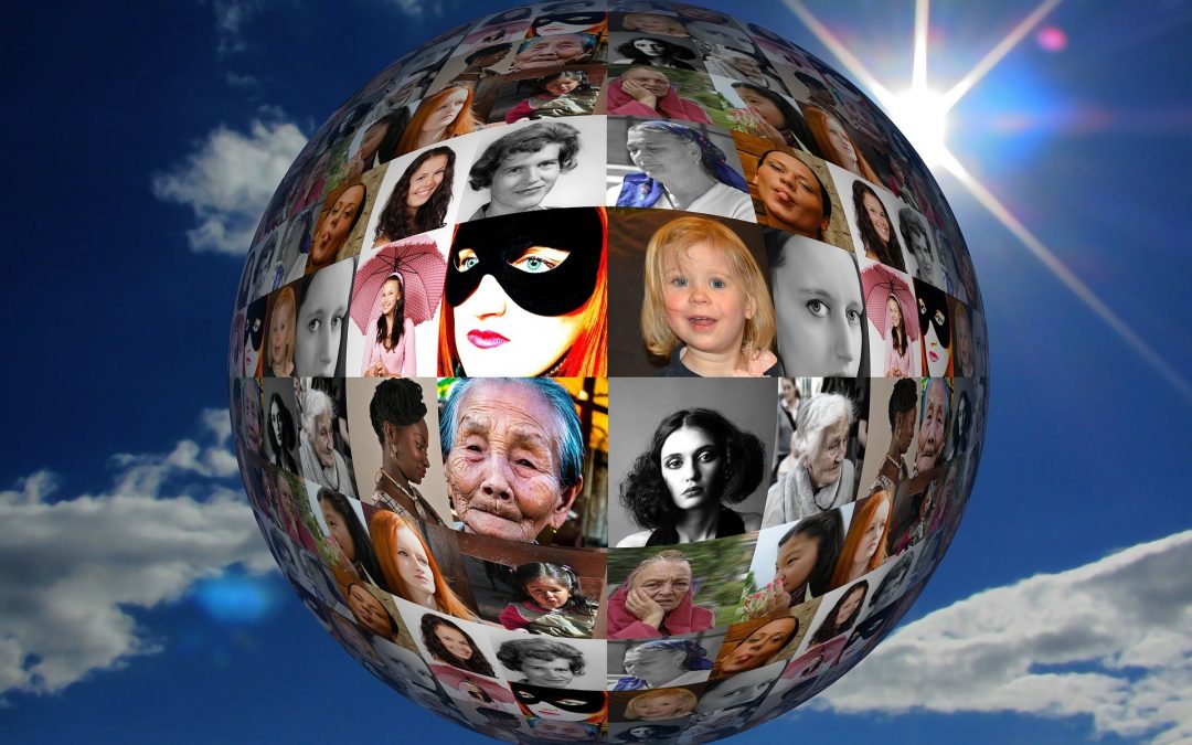 International Womens Day - Globe with many women's faces featured
