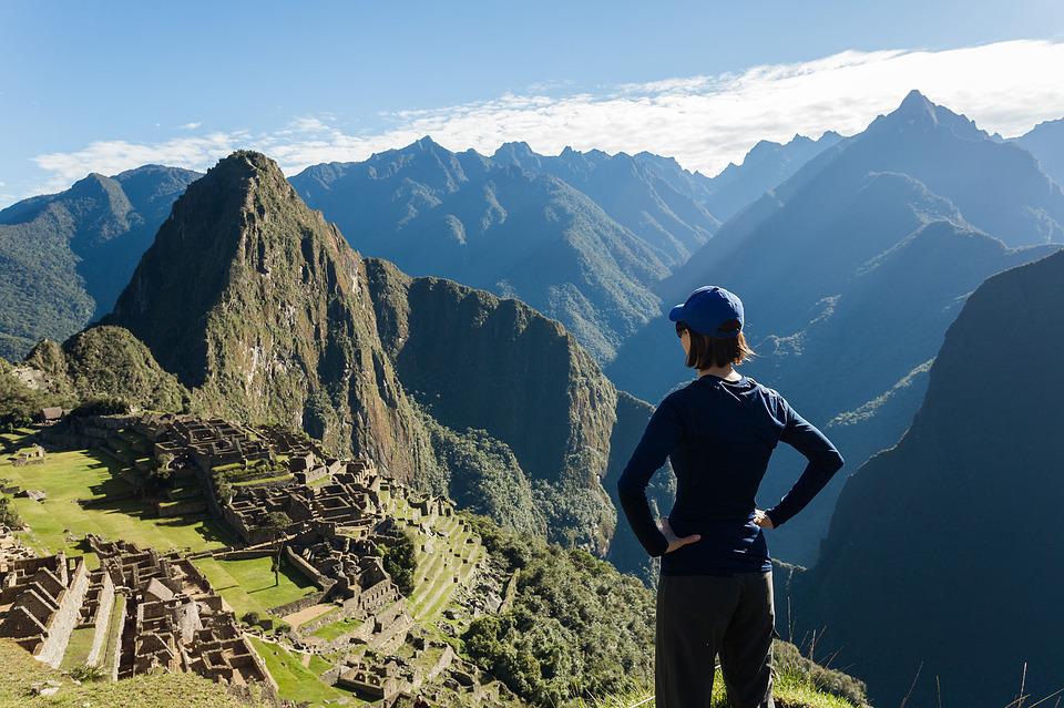 Woman staring at mountains